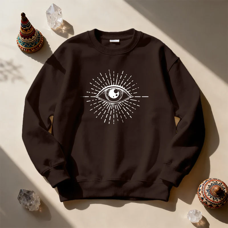 Olivenorma Spirituelles Sweatshirt mit Sonnenstrahlenmotiv und bösem Blick