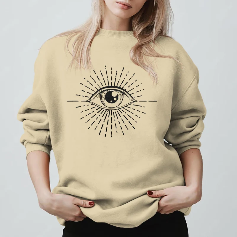 Olivenorma Spirituelles Sweatshirt mit Sonnenstrahlenmotiv und bösem Blick