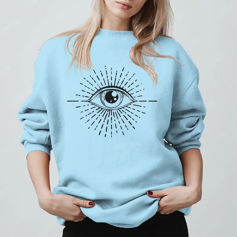 Olivenorma Spirituelles Sweatshirt mit Sonnenstrahlenmotiv und bösem Blick