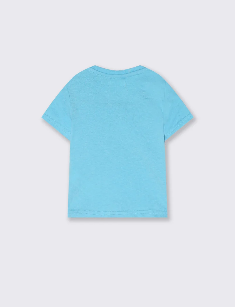T shirt estiva girocollo manica corta - Azzurro