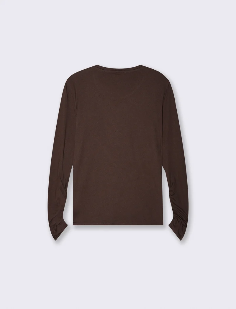 T-shirt basica manica lunga slim fit - Moro
