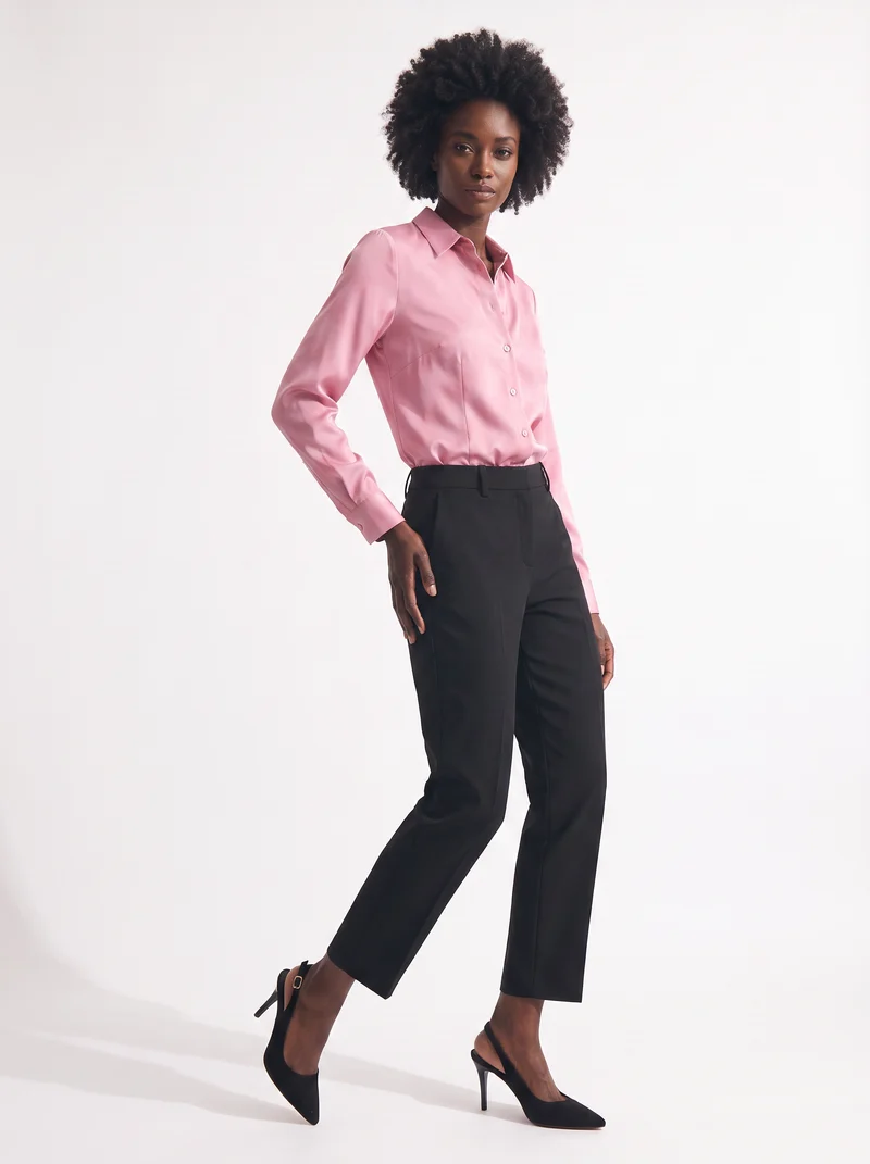 Camicia slim manica lunga elegante - Rosa