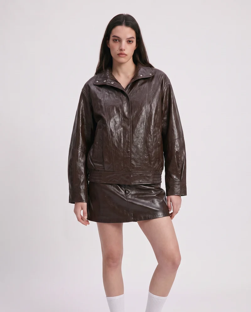 Bomber in ecopelle over per ogni look - Moro
