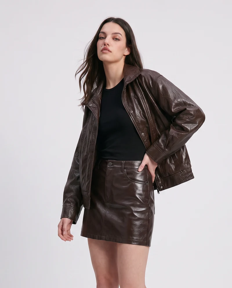 Bomber in ecopelle over per ogni look - Moro