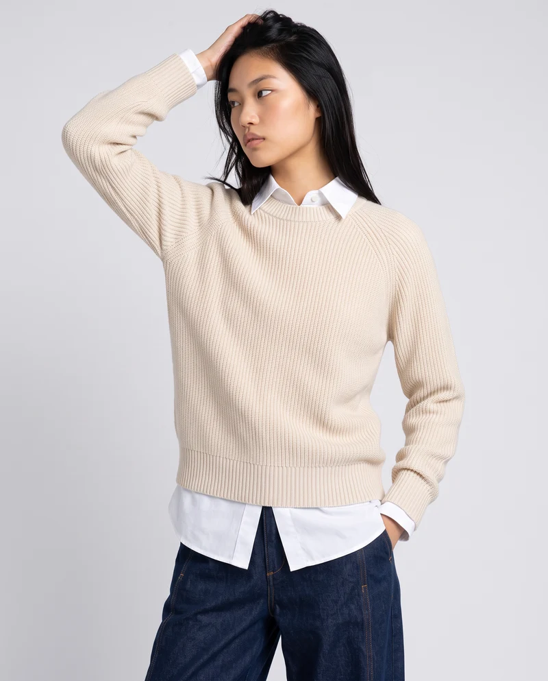 Maglia manica lunga girocollo versatile - Avorio