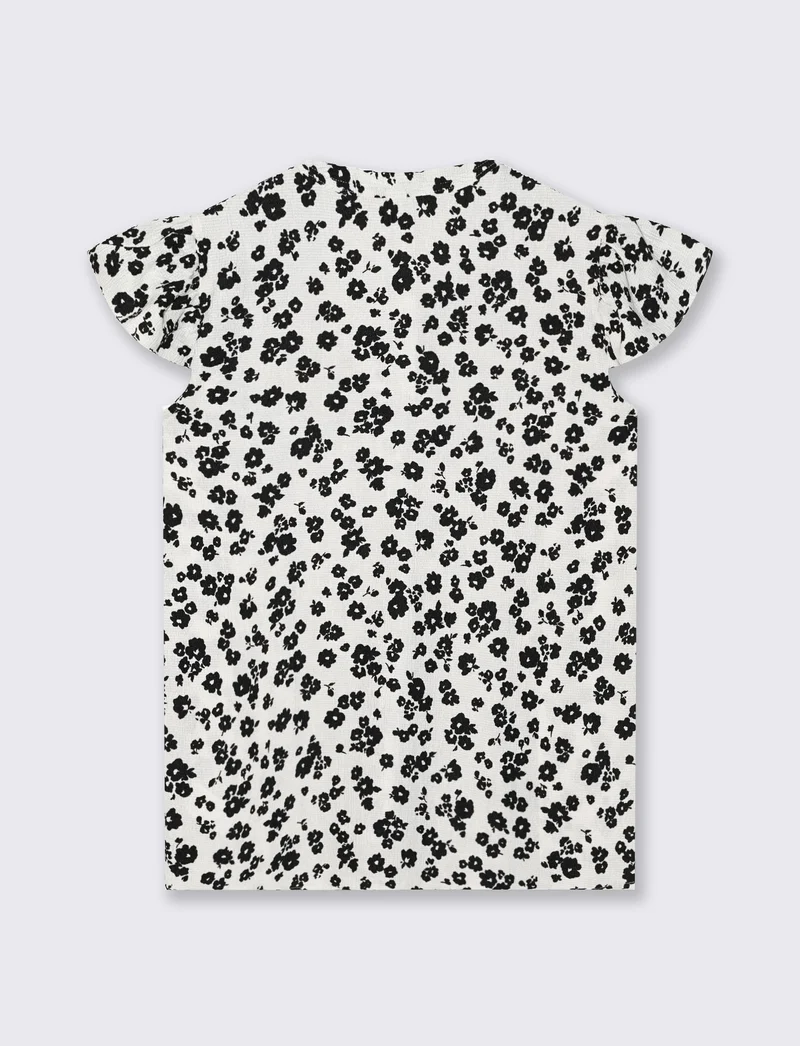 Blusa con scollo a V e rouches maniche - var 1