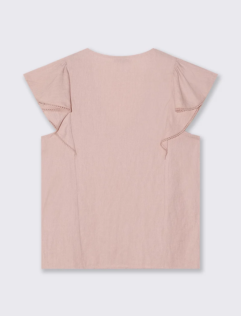 Camicia Giro Maniche con Rouches - Rosa antico