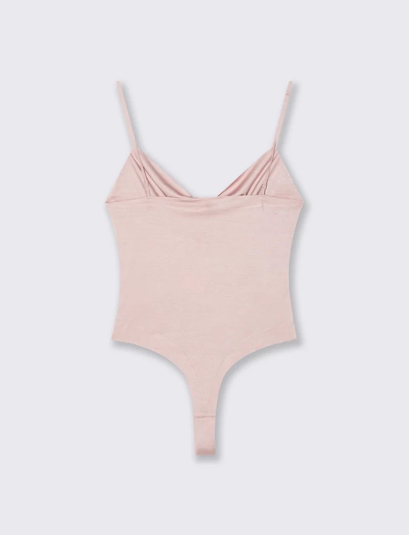 Body con spalline e scollo morbido - Rosa antico