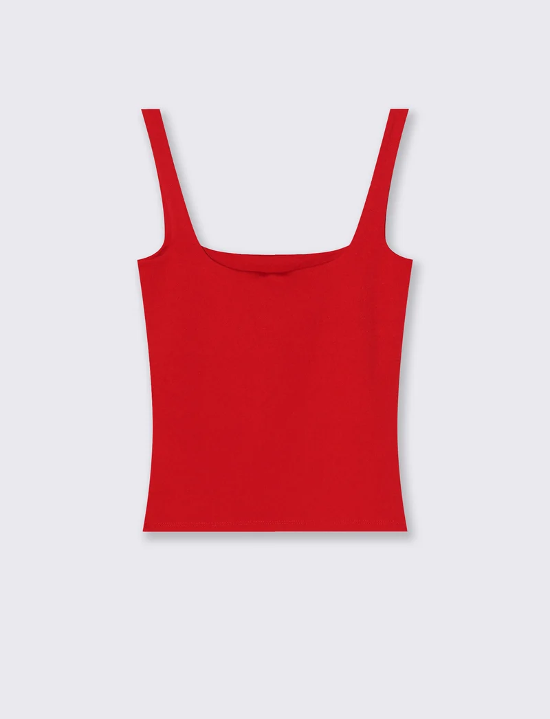 Top con spallina larga e scollo V cut-out - Rosso