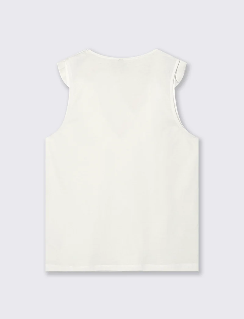 T-shirt in cotone con rouche V - Bianco