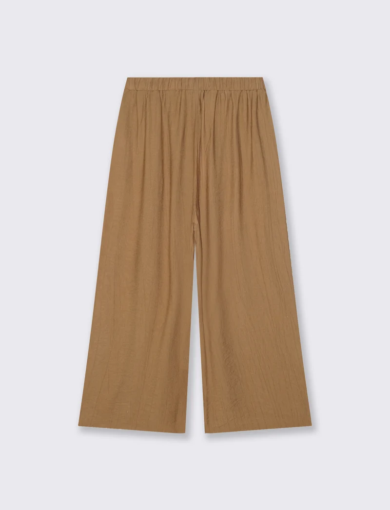 Pantalone Culotte con Elastico in Vita - Cammello