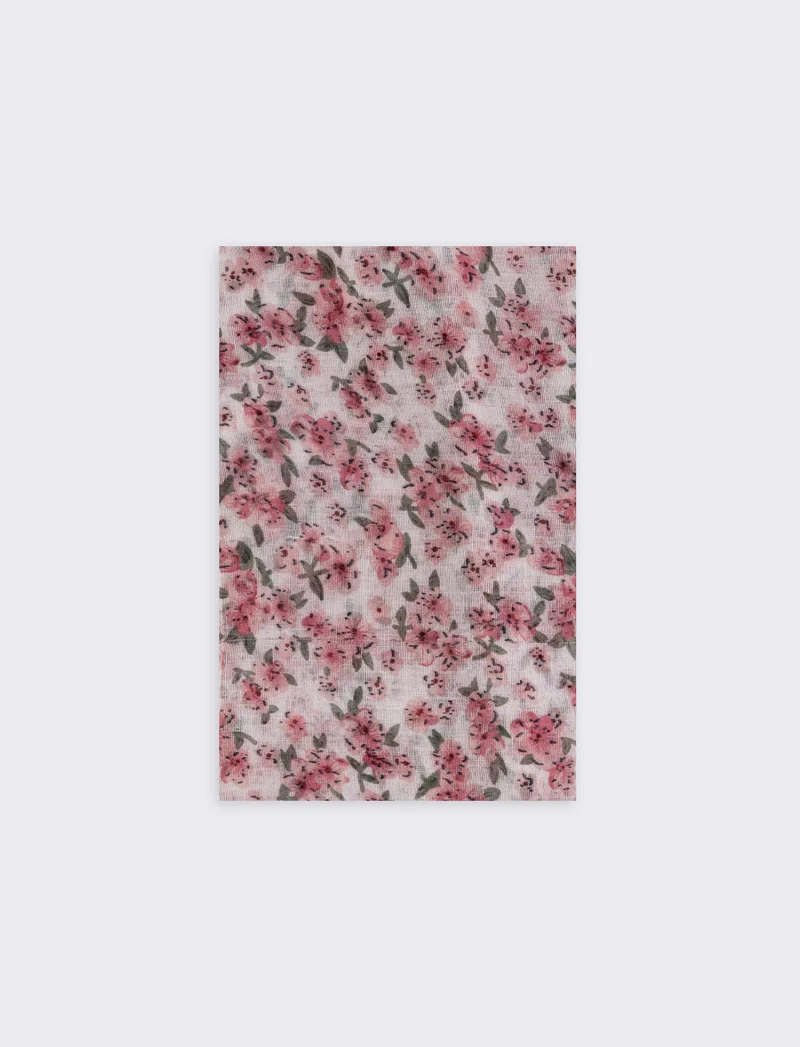 Foulard basic con stampa floreale - Bianco