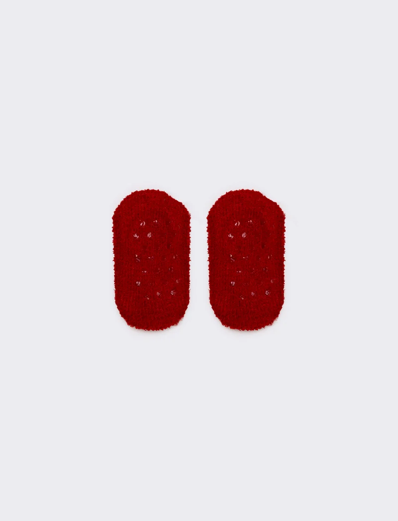 Calzini bambina babbuccia soggetti natalizi - Rosso