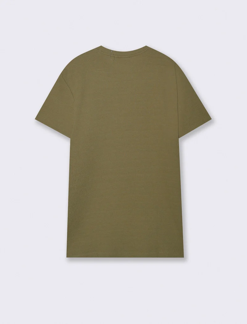 T-SHIRT IN WAFFLE JACQUARD REGULAR FIT - Verde oliva