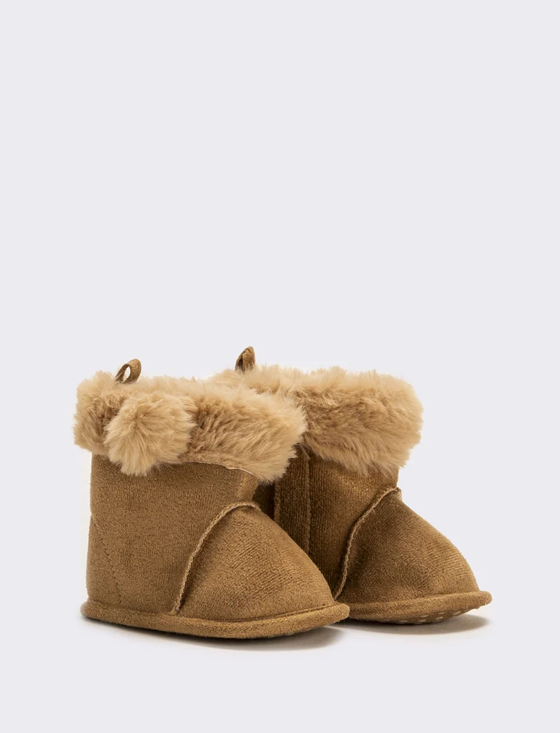 Stivaletto con pon-pon da neonata - Cammello
