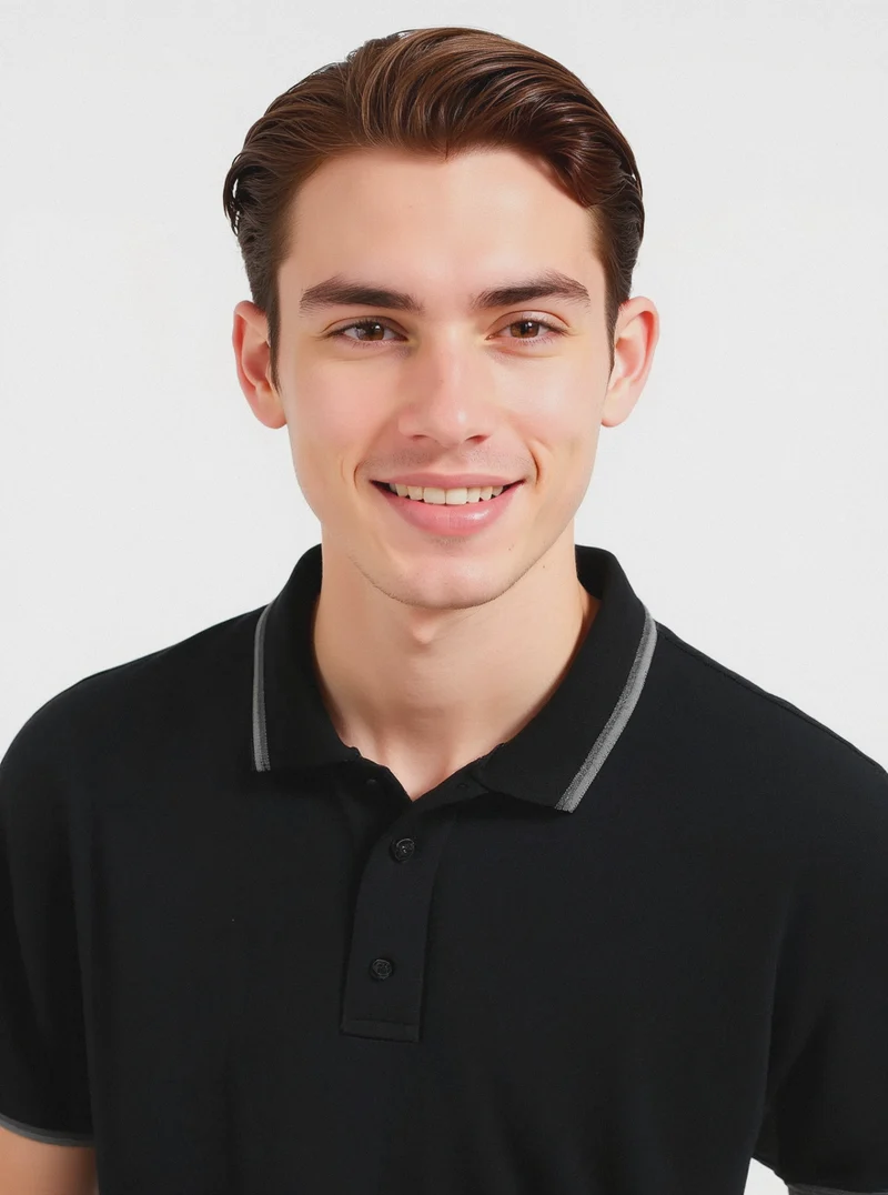 Polo in piquet con contrasti da uomo - Nero