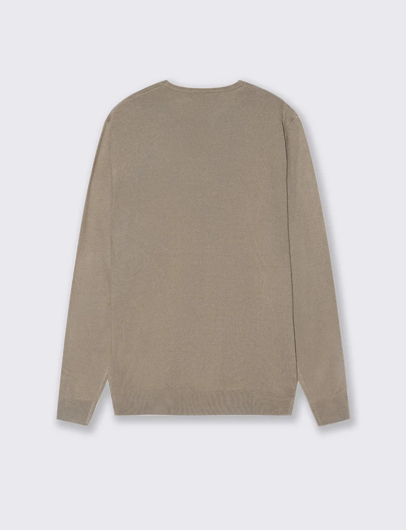 MAGLIA BASIC GIROCOLLO - Beige