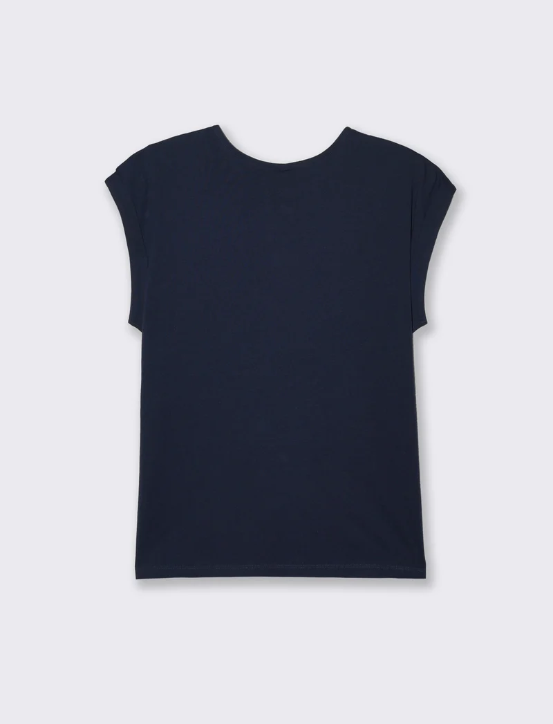 T-shirt con bottoni e asole da donna - Blu
