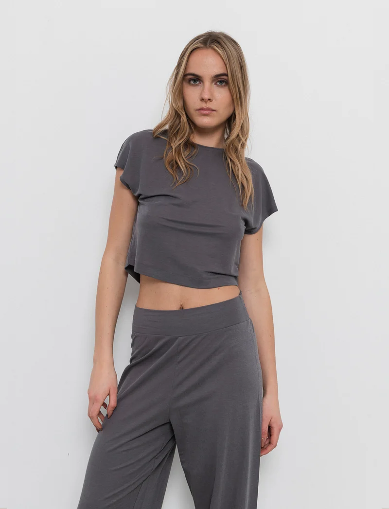 T-shirt basica da donna - Grigio piombo