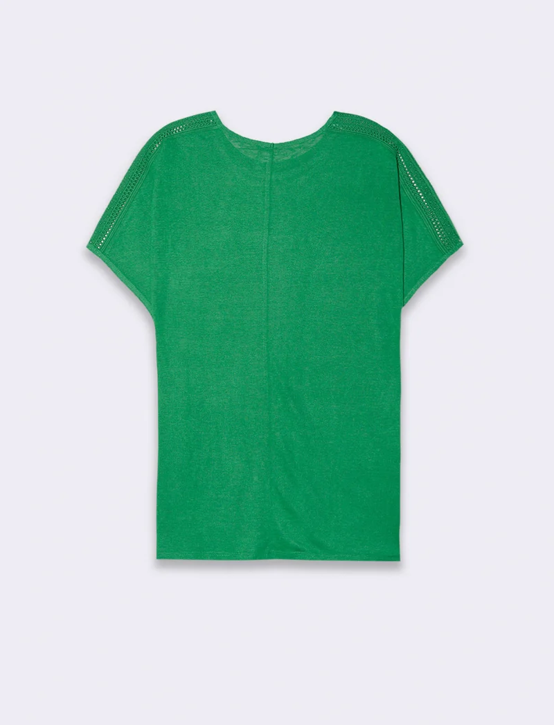 T-shirt con pizzo da donna - Verde prato