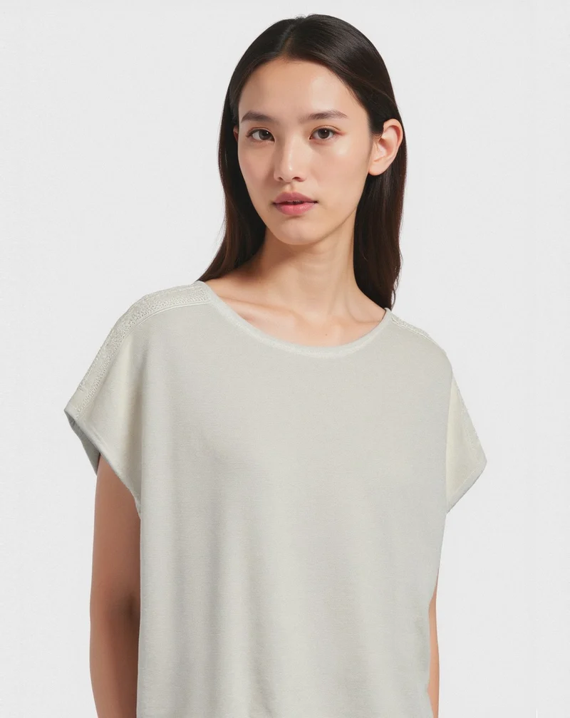 T-shirt con pizzo da donna - Avorio