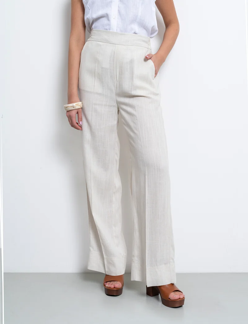 Pantalone con elastico in vita da donna - Beige corda