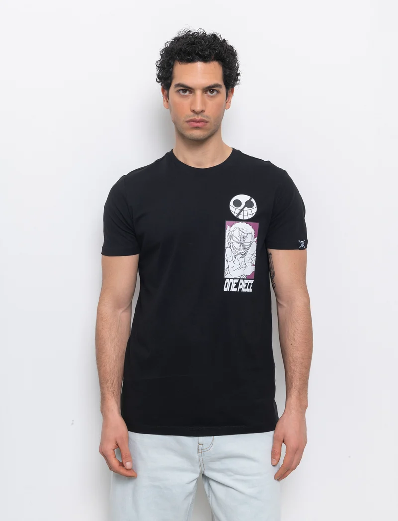 T-shirt stampa one piece da uomo - Nero