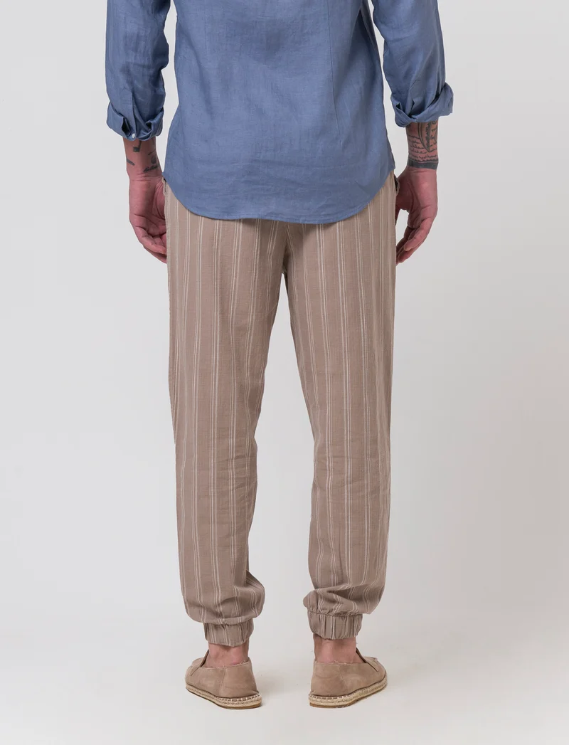 Pantaloni jogger effetto lino da uomo - Grigio tortora