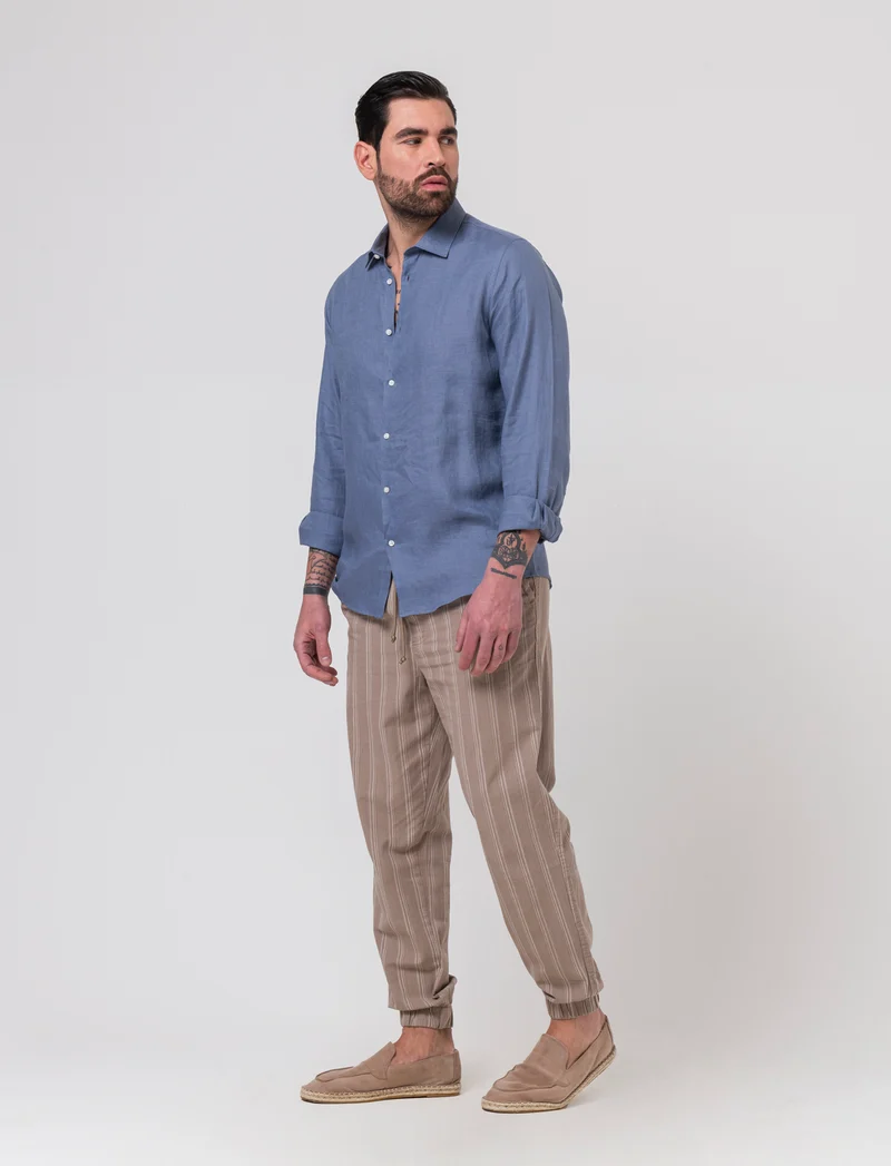 Pantaloni jogger effetto lino da uomo - Grigio tortora