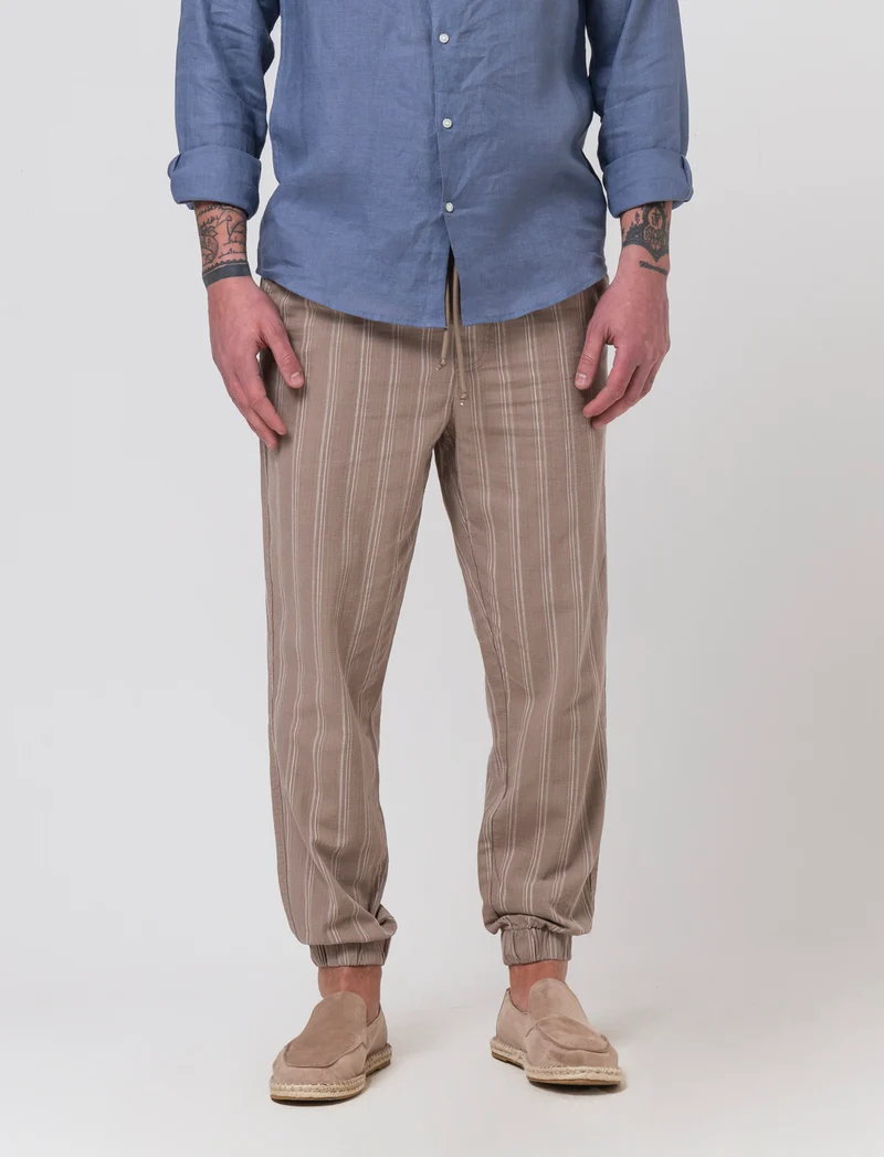 Pantaloni jogger effetto lino da uomo - Grigio tortora