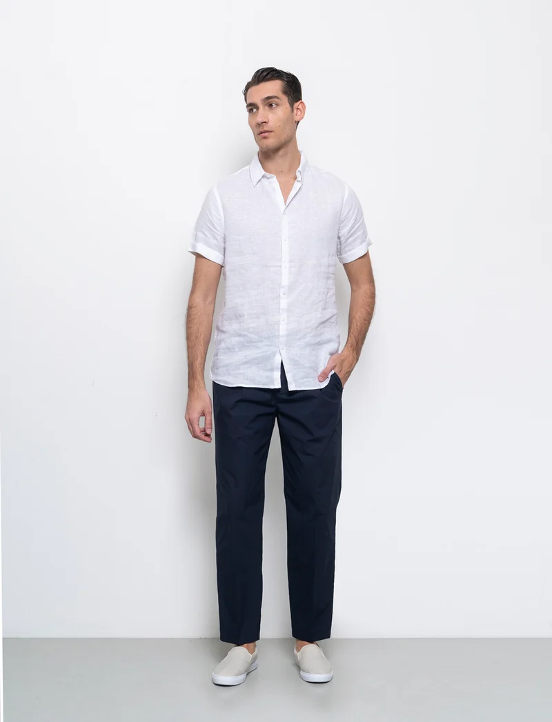 Pantaloni da completo tessuto effetto lino da uomo - Grigio