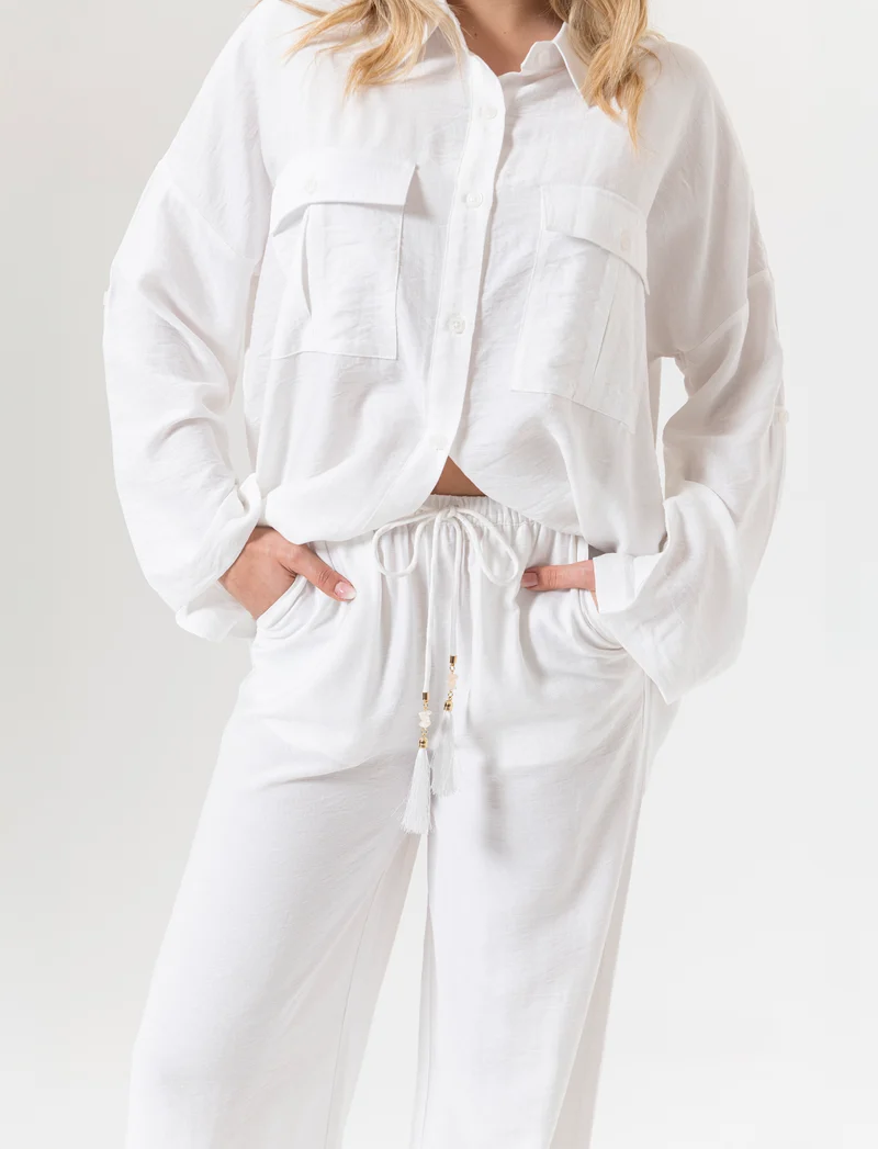 Pantalone con coulisse da donna - Bianco