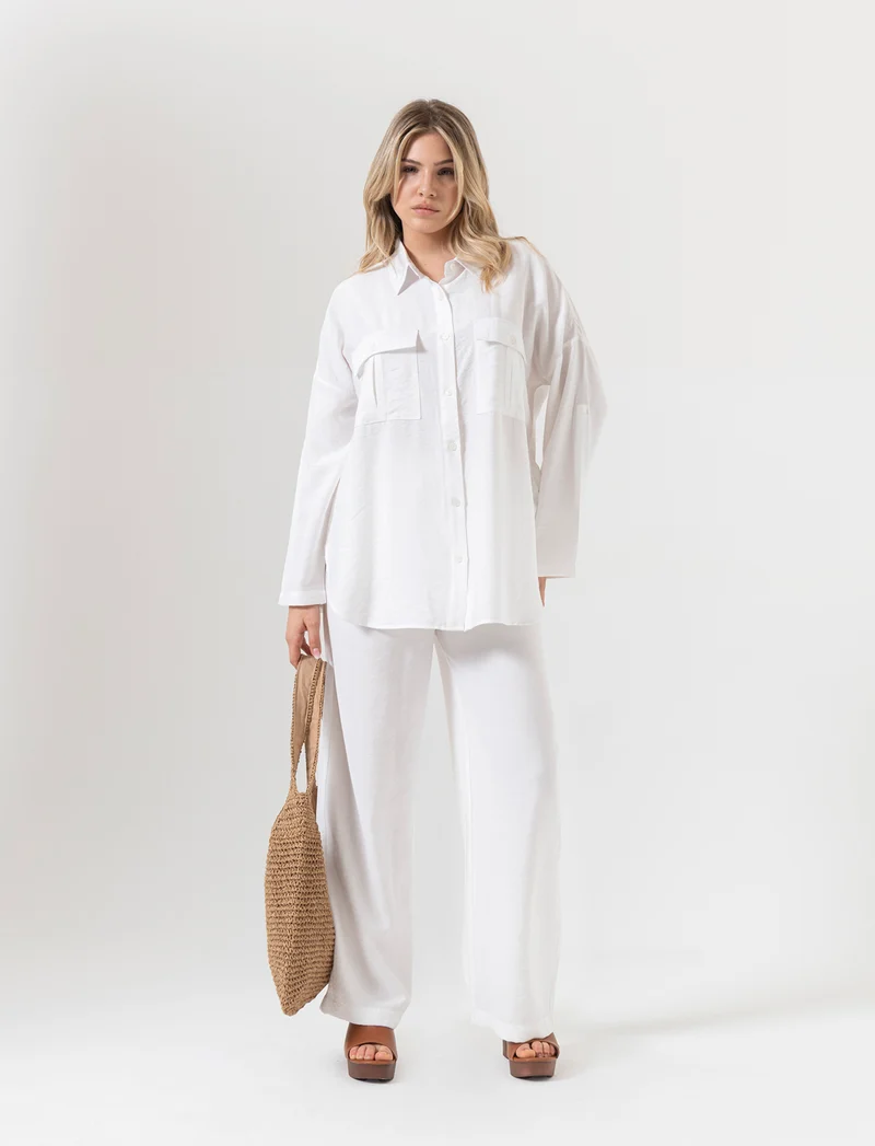 Pantalone con coulisse da donna - Bianco