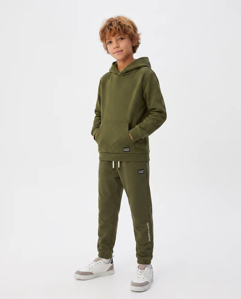 Felpa con cappuccio e marsupio trendy - Verde militare