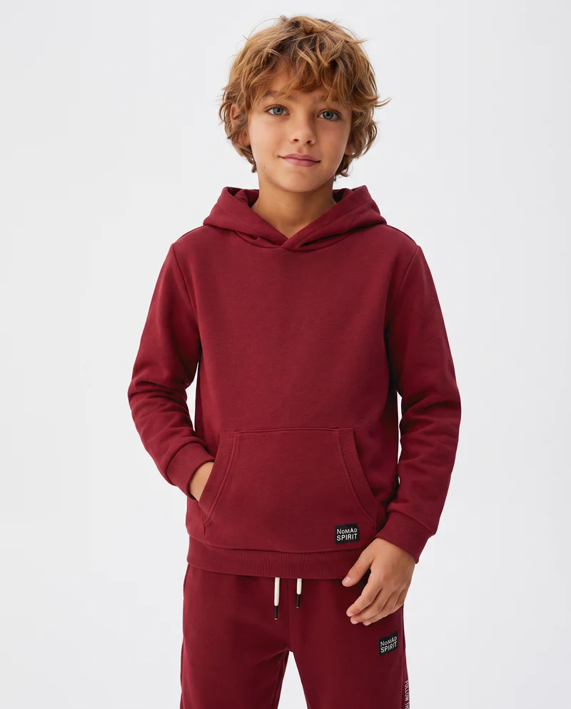 Felpa con cappuccio e marsupio trendy - Bordeaux