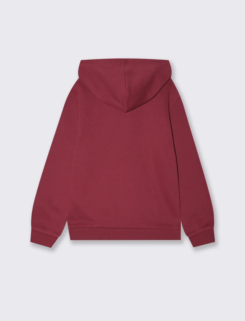 Felpa con cappuccio e marsupio trendy - Bordeaux