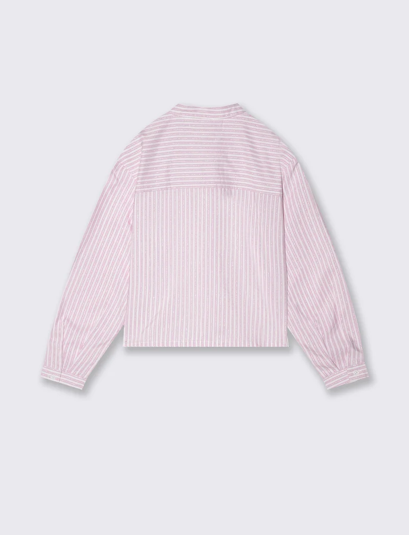 Camicia a righe con dettagli metallizzati - Rosa candy