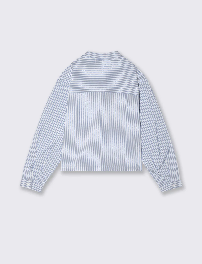 Camicia a righe con dettagli metallizzati - Azzurro