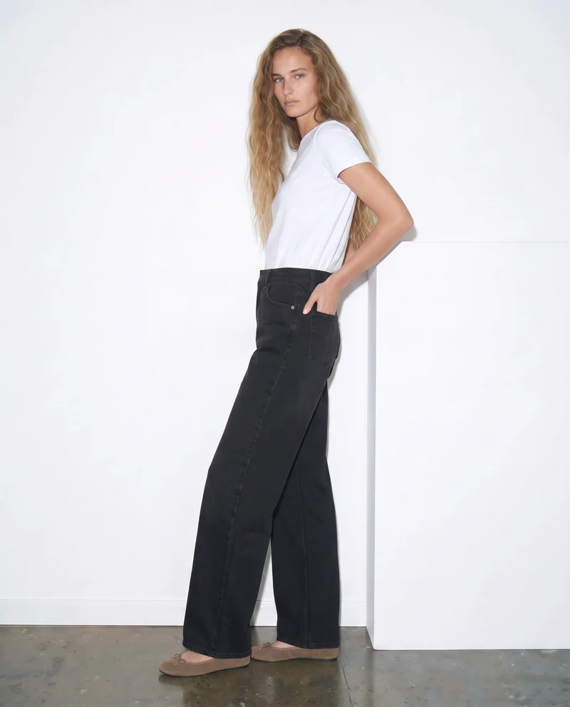 Jeans wide leg a vita alta - Nero