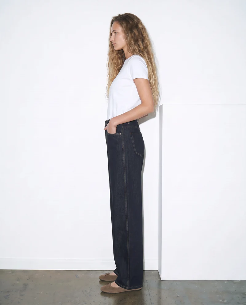 Jeans wide leg a vita alta - DENIM SCURO