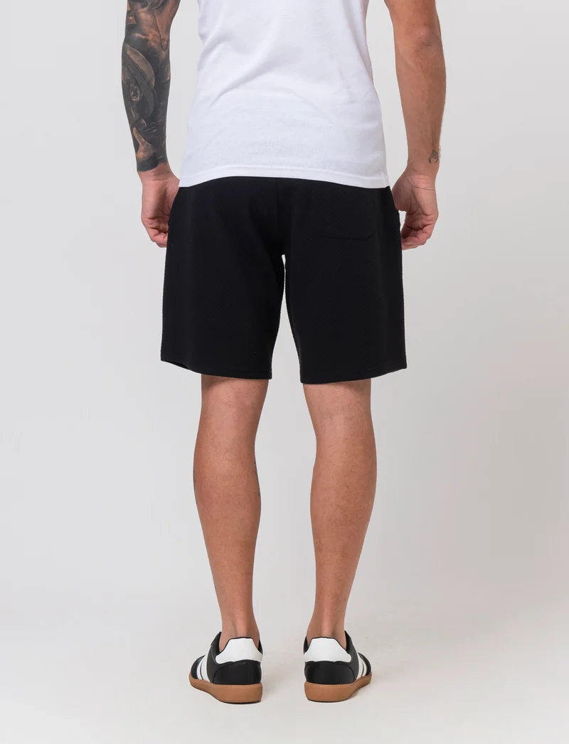 Bermuda jogger struttura waffle da uomo - Nero