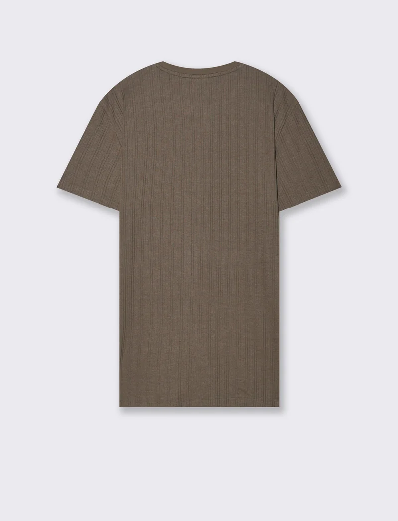 T-shirt a coste effetto maglia da uomo - Grigio fango