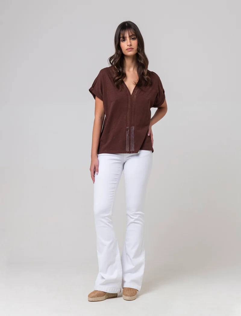 T-shirt con passamaneria da donna - Caffe'