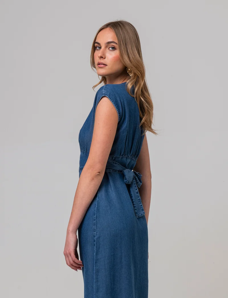 Abito chemisier giro manica da donna - DENIM SCURO