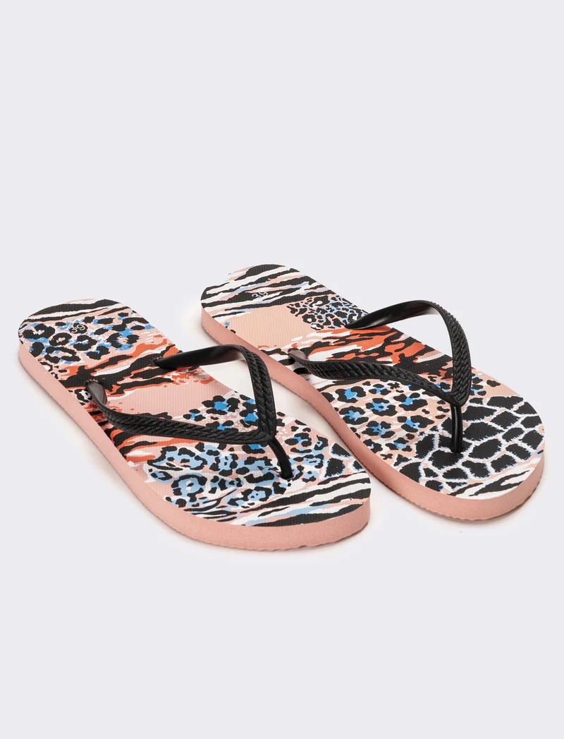 Infradito da donna stampa animalier - Nero