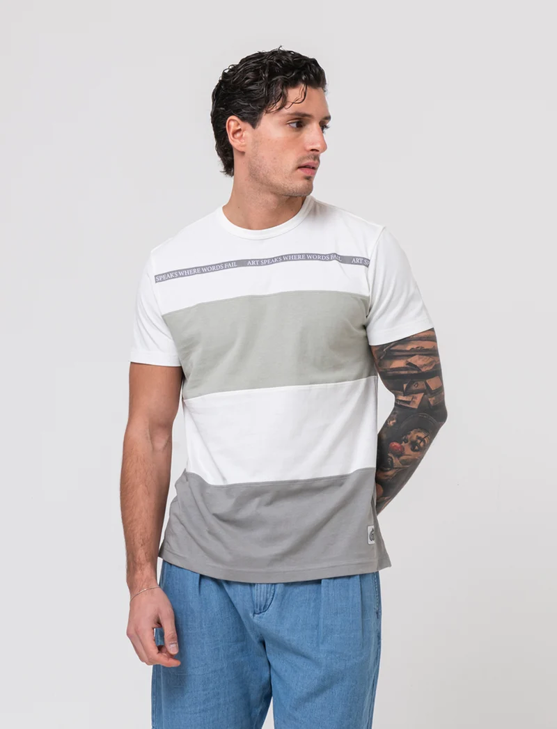 T-shirt a fasce da uomo - Bianco