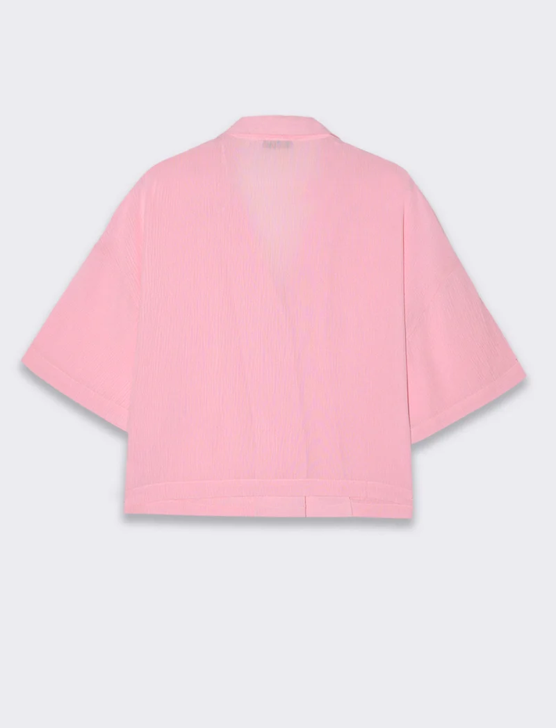 Camicia mezza manica da donna - Rosa plum