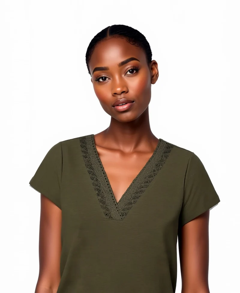 T-shirt con passamaneria sullo scollo da donna - Ve.milit.