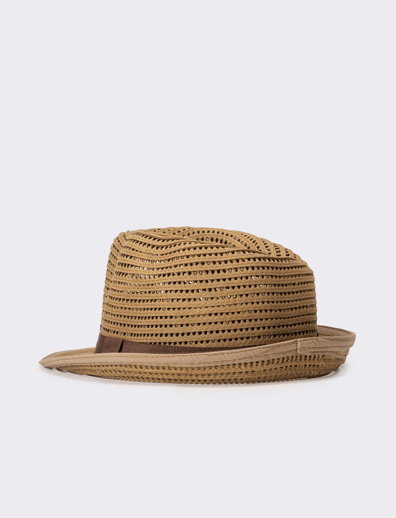 Cappello uomo traforato falda larga - Naturale