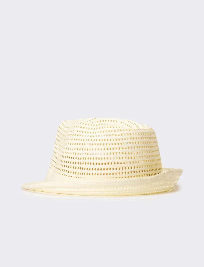 Cappello uomo traforato falda larga - Bianco